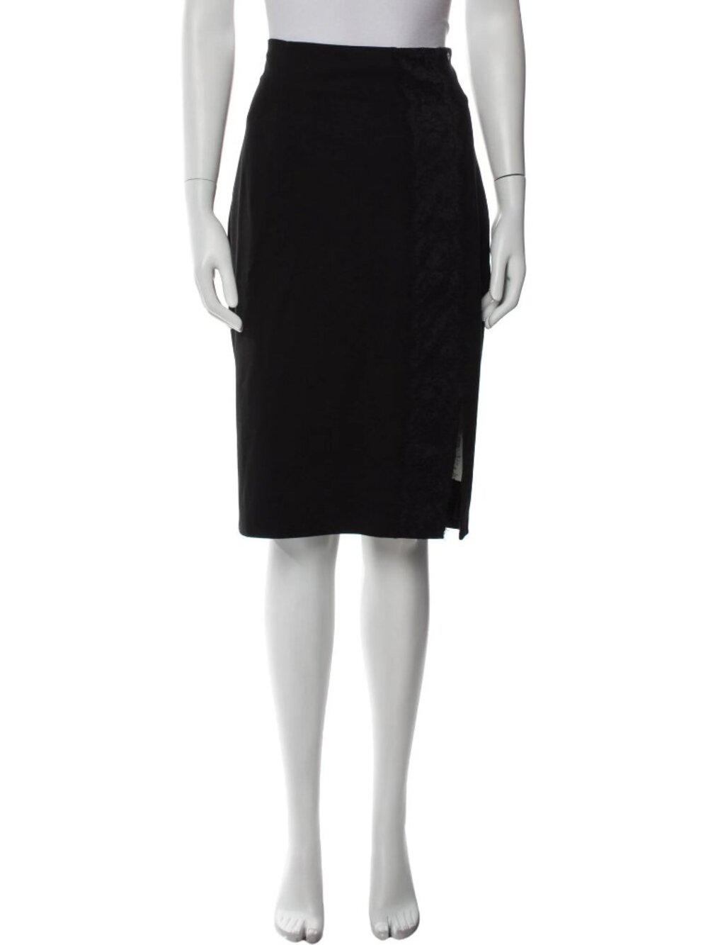 TWINSET  Lace Trim Embellishment Knee-Length Skirt  Black | Size: M | US8, IT44